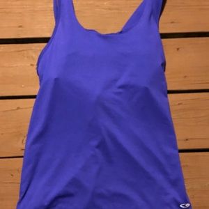 Purple Women’s workout tank; built in bra and pads